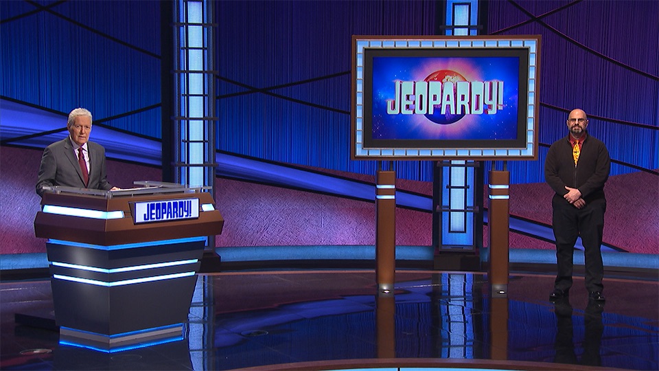 Jim Gilligan on stage of Jeopardy