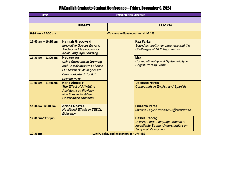 Fall 2024 Conference Schedule Centered